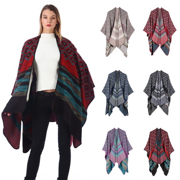 

new women's ethnic s national style cashmere square dot pattern nepal shawl split lengthened shawl, Blue;gray