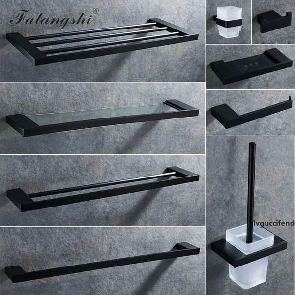 

falangshi square bathroom hardware set towel rack towel bar paper holder toilet brush holder wall mounted wb8837 t200425