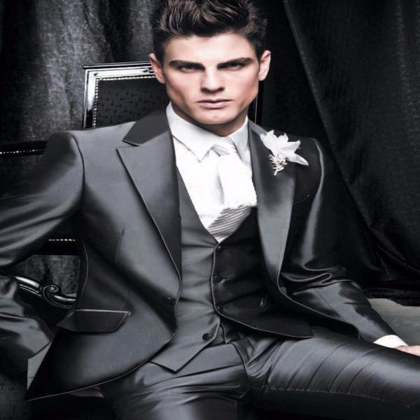 

prom men suit with pants shiny korean material suit custom made grey men fashion (jacket + pants +vest+tie, White;black