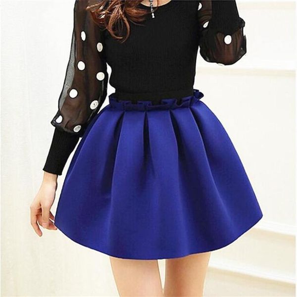 

new 2020 womens pleated tutu skirt autumn winter space cotton mini short skirt ladies high waist midi skirt saia faldas, Black
