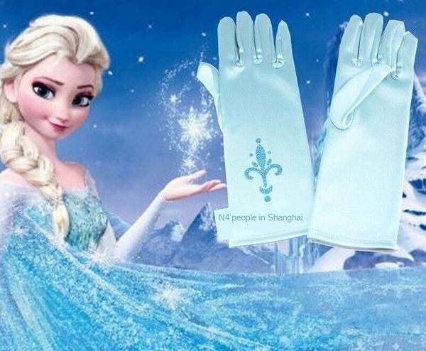 

children's decorative frozen printed princess children's clothing and gloves gloves, White