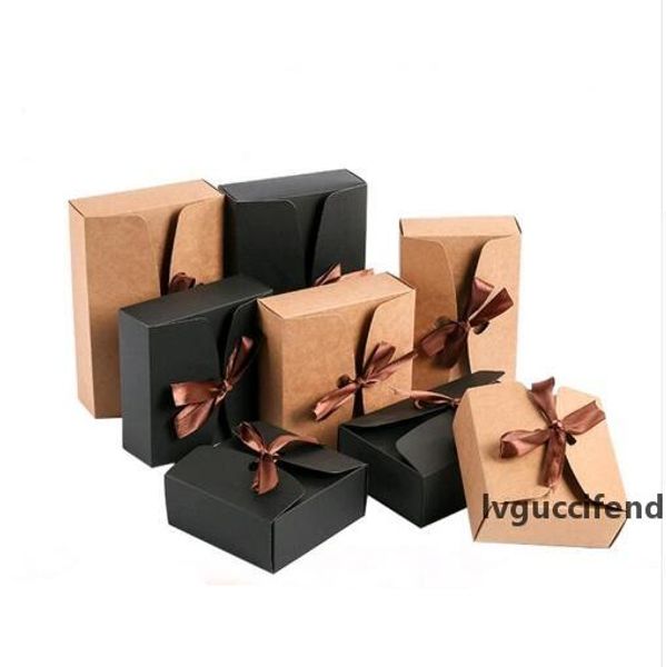 

20pcs brown kraft cardboard boxes large gift packaging paper box with ribbon