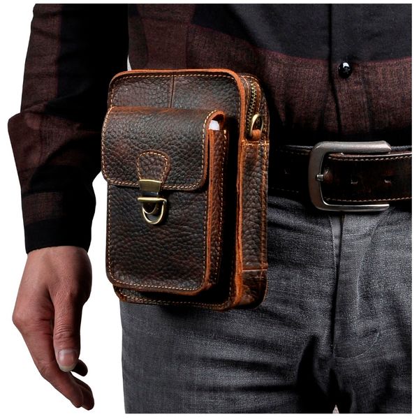 

quality leather men multifunction casual design small messenger shoulder bag fashion waist belt bag 6" travel phone pouch 6401 mx200717