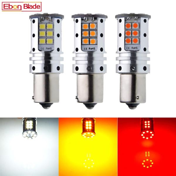 

2pcs 1156 ba15s car led bulb canbus p21w 7506 3030 white amber yellow red auto brake reverse light turn signal drl lamp 12v dc
