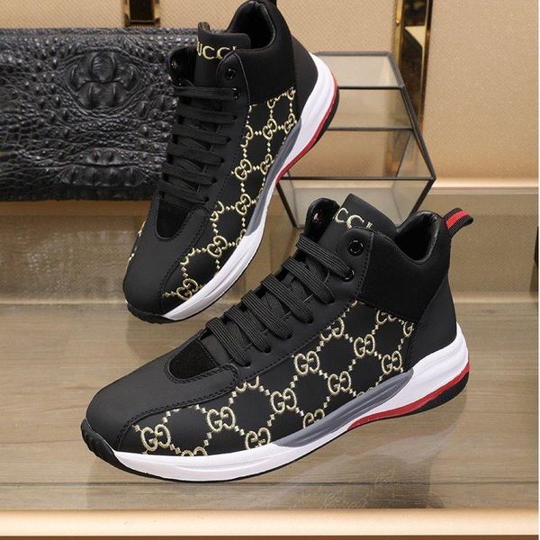 

luxury mens casual shoes genuine leather lace-up men shoes, men sneakers fashion platforms big size for men tennis shoes 17, Black