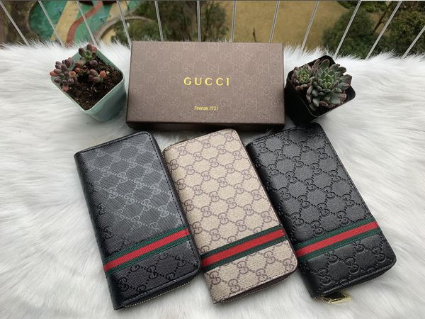 

designer zipper men women long purse fashion lady clutch wallet card holder 3 colours pu leather wholesale, Red;black