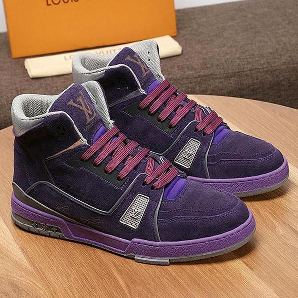 

new men shoes breathable trainer sneaker mid -chaussures pour hommes mens shoes boots luxury design with origin box ankle boots fast, Black