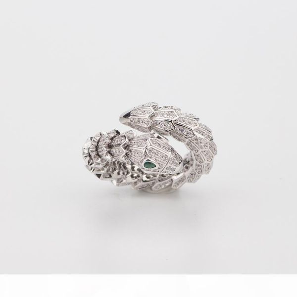 

women animal ring rose gold woman diamond emerald snake rings charms wedding engagement jewelry, Silver