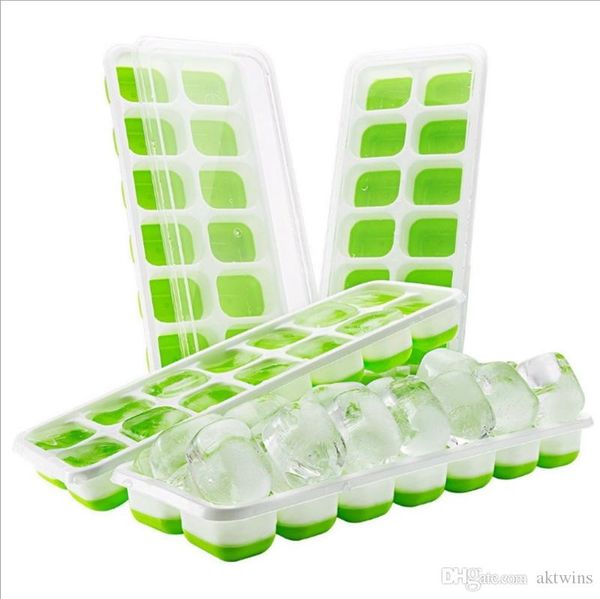

ice cube trays food grade silicone mold with 14 holes covered tray set blue green optional lqpyw1051