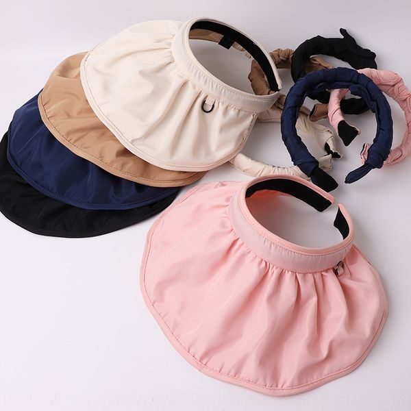 

straight lady korea east gate hair band shell hair band sunscreen sunscreen hat foldable empty hat, Blue;gray