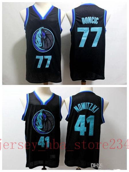 

mens 77 luka doncic city navy black edition jersey stitched 41 dirk nowitzki dallas mavericks basketball jerseys, Blue;black