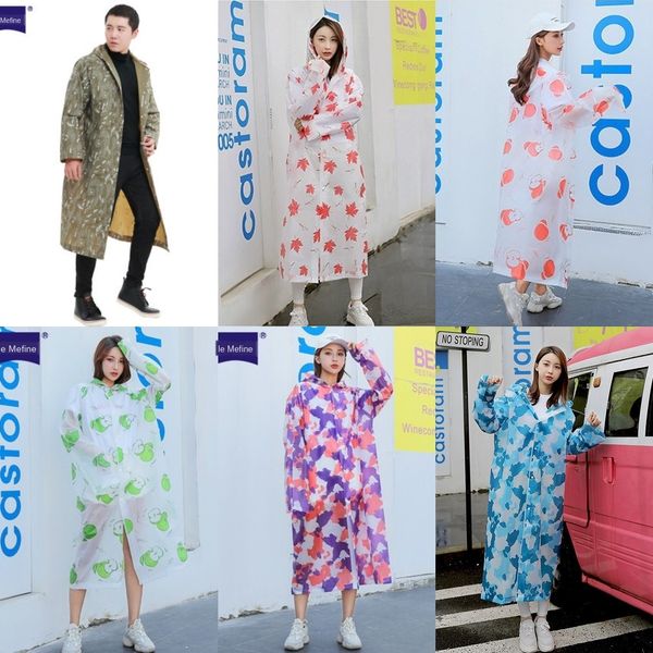 

long full-body women's rain poncho men's outdoor cloak coat portable fashion transparent raincoat coat, Black