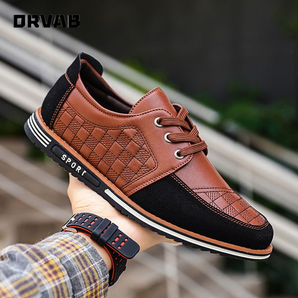 

split leather men shoes lace-up men's leather casual shoes driving moccasin brown black loafers formal dress flats