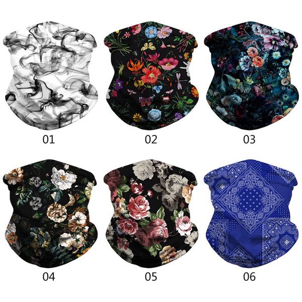 

outdoor headband scarf neck windproof mask bandana anti-dust hiking scarves digital floral printing cycling dust mask, Black
