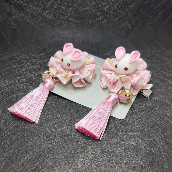 

64egv new antique ribbon headdress accessories children's hanfu handmade rabbit headdress ribbon and wind hair accessories antique hair, Slivery;white