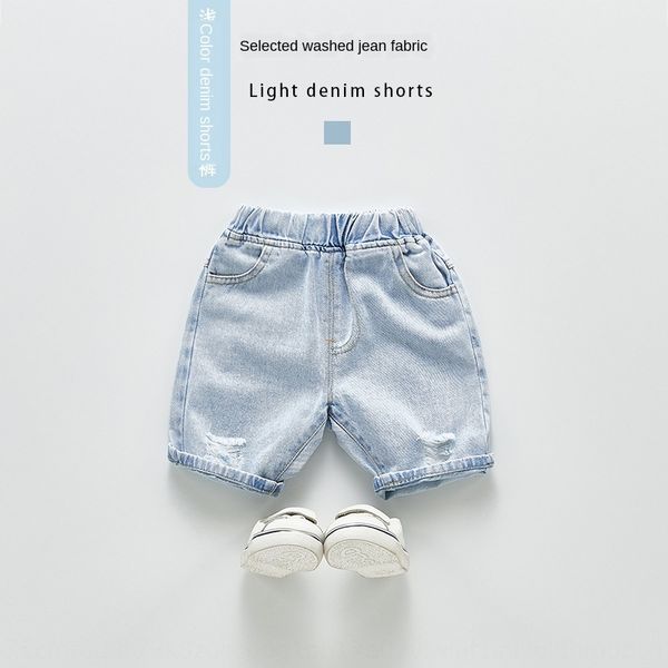 

одежда корейского стиля 2020 летние джинсовые мальчики и джинсы детской одежды джинсы шорт детских сыпучие случайные пятиточечный джинсовые, Blue