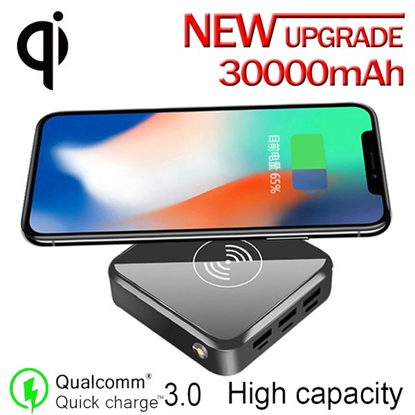 

wireless fast charge power bank 30000 mah portable mobile phone charger outdoor travel powerbank suitable for all smartphones