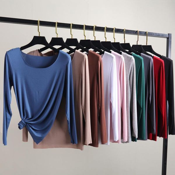 

2020 new women spring autumn basic o-neck solid long sleeve t-shirt fashion korean style cotton loose undershirts tee a31, White