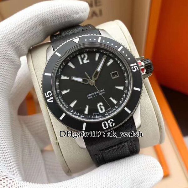 

new 42mm master compressor q2018470 2018470 automatic mens watch steel case leather strap ceramic bezel gents sport watches 6 colors, Slivery;brown