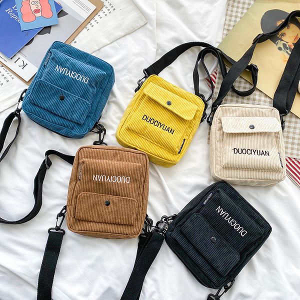 

women handbags shoulder bags 2020 brand new fashion corduroy messenger bag letters female students school bags crossbody bags