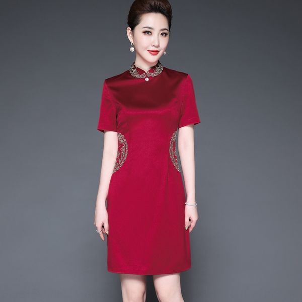 

2020 лето новой свадебного платья cheongsam женщины элегантное улучшенный cheongsam счастливого свадебное платья тещи, Black;gray