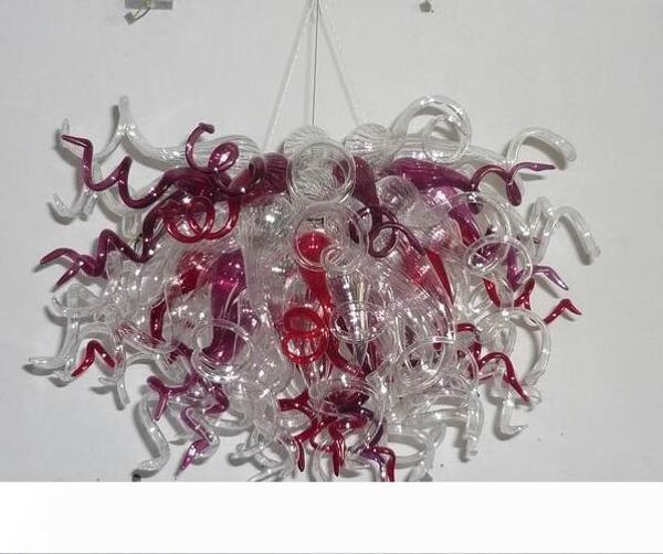 

110v 120v led bulbs fantastic clear and red hand blown art glass chandelier