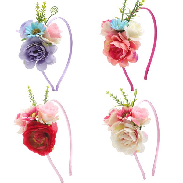 

kids flower headband for party faux flower headmade hair band children elastic pgraphy prop hair accessories headdress, Slivery;white