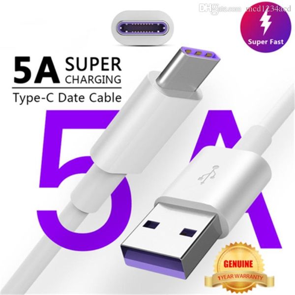 

5a super fast chaging type c usb cable 1m 3ft usb c cables wire for huawei samsung s8 s9 s10 note 10 lg android phone