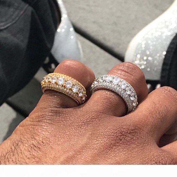 

e #7 -11 engagement ring for men boy sparking bling iced out cz eternity band hip hop bling rock cz rings, Slivery;golden