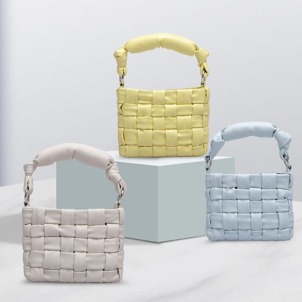 

g6qno korean hand small square style fashion woven large capacity small square bag fashionable simple casual multi-color all-match single sh, White