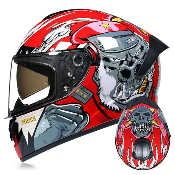 

мотоцикл шлем dot утвержденная защитный шлем езда анфас шлем велосипедиста мото мотоцикл double lens езда байкер каско