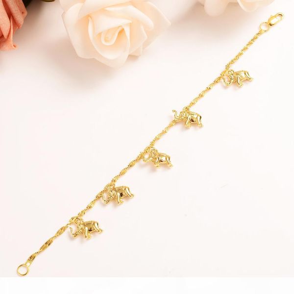

d 8 .26inch cute girls bangle women gold elephant hang bracelets jewelry hand chain arab items kids jewelry gift, Black