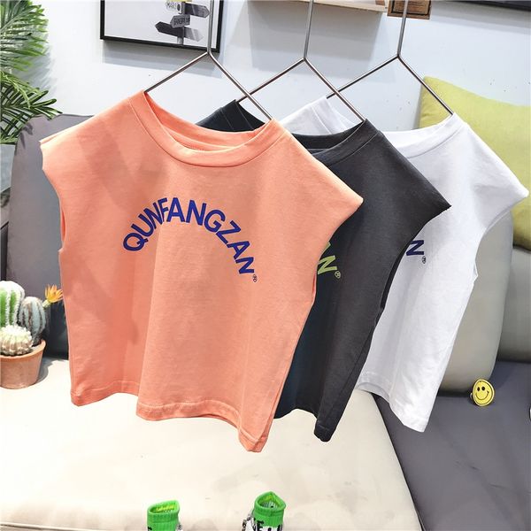 

children's 2020 summer new sleeveless t-shirt inside vest vest thin baby casual all-match t-shirt top, Blue