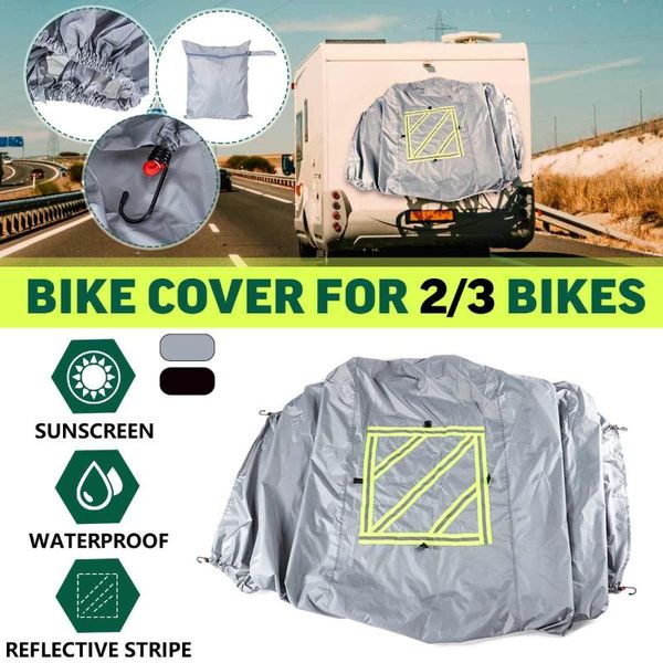

420d protective cover w/ reflective sign 2-3 bikes for motorhome bike waterproof sunscreen