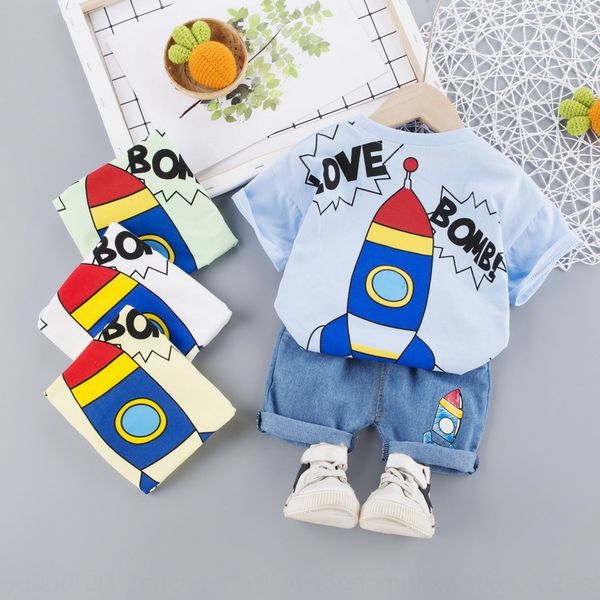 

детская одежда красивый новый случайный мальчик мультфильм костюм брюки футболки брюки набор ракеты с короткими рукавами футболки шорты джин
