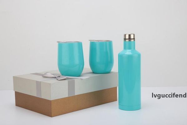 

3pcs lot wine glasses set stainless steel 17oz wine bottle growler walled insulated wine canteen with 2 12oz insulated tumblers gift set
