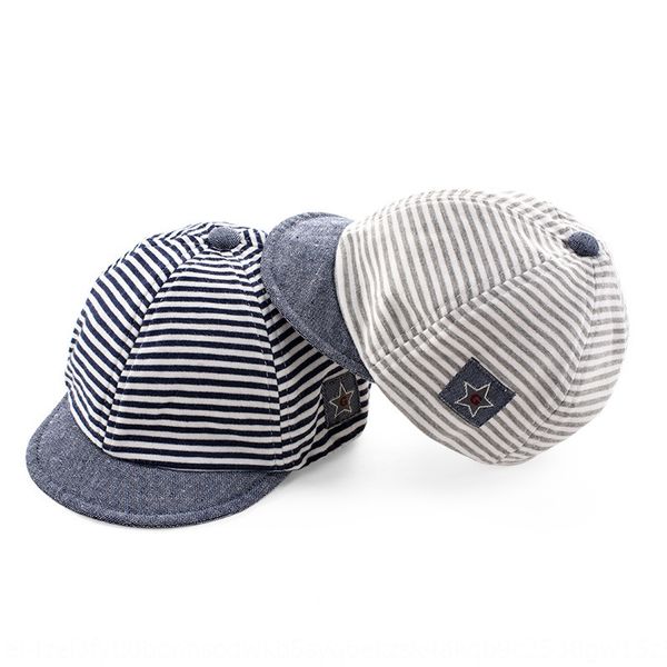 

star embroidered label cotton striped infant baseball sun baby baseball cap baby cap hat, Blue;gray