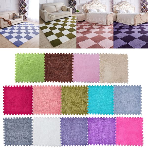 

junejour 1pcs eva kids room foam suede carpet carpets patchwork rug kids foam puzzle mat long fluff baby for living room