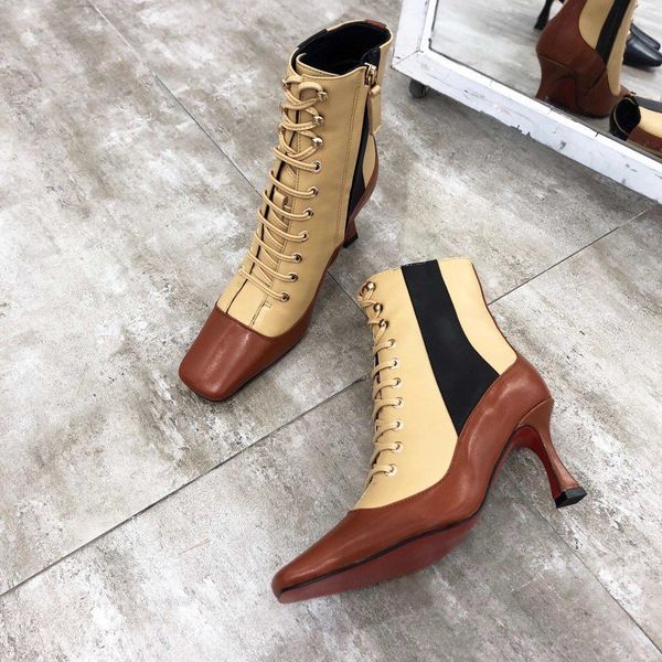 

2020y autumn and winter new high-quality small leather boots fashion trend martin boots high-heeled women's booties,the original box de