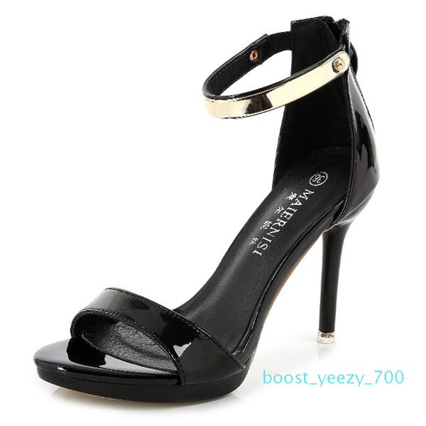 

maiernisi women shoes ankle-wrap high heel leather women sandals thin heels party shoes woman stilettos daily b70, Black
