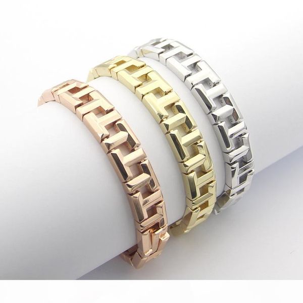

316l stainless steel womens bangle couple t letter bracelet 18cm rose gold plated titanium steel bracelets, White