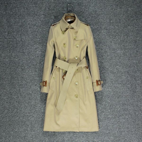 

knee high end british wind 2020 spring and autumn new mid long windbreaker slim temperament black coat woman, Tan;black