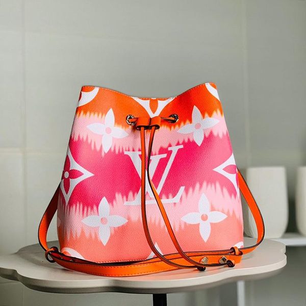 

new arrival womens leather bucket bags handbag drawstring shoulder bag luxury designer women fashion crossbody bags sale