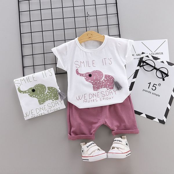 

baby clothes new children's cartoon pattern round neck cotton short sleeve t-shirt casual two-piece pullover t-shirt pullover set