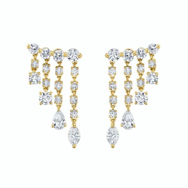 

godki 2020 trendy spring tassels stud earrings for women wedding party cz cubic zirconia earring high-end jewelry addiction, Golden;silver