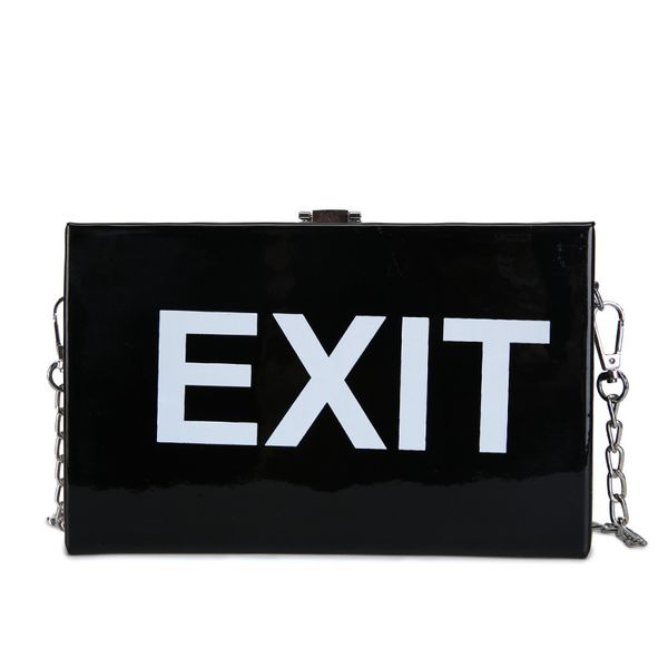 

2020 new patent leather lady fashion clutch bag funny exit print handbags women flap crossbody shoulder-bags