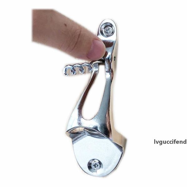 

2 in 1 wall mounted bottle opener metal opener tools wine and beer bottle openers with screws home bar tools