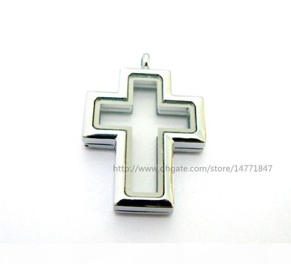 

крест подвеска living floating память locket 30 * 45мм хром цвет plain copy нержавеющая сталь locket jk27, Silver