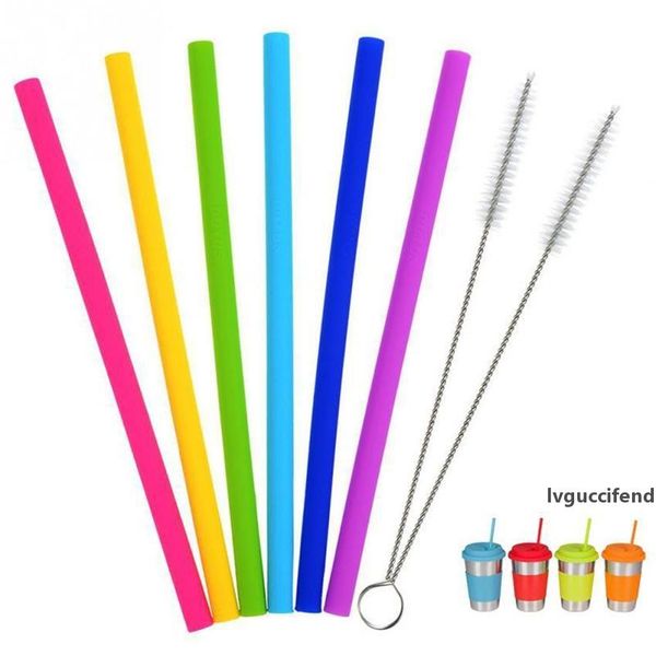 

colorful silicone straws for cups food grade 25cm silicone straight bent straws for bar home drinking straws dhl a05
