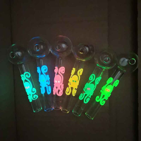 10 cm Luminous Pyrex queimador de óleo de vidro Cachimbo Polvo Ferramenta para Fumar acessórios tubo grosso Bola polvo Lixo Sinal de água bongs rigs Hookah